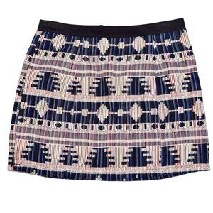Anthropologie Women's M Geometric Cotton Knit Mini Skirt Multicolor Casual